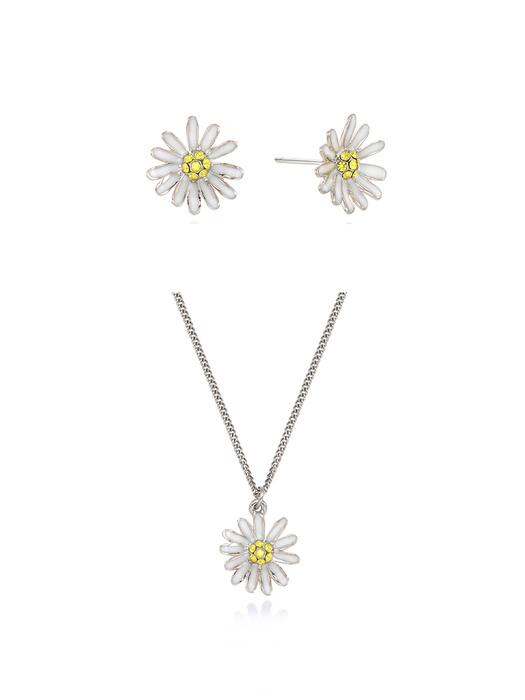 [2SET] Mini Daisy Post Earring + Mini Daisy Necklace