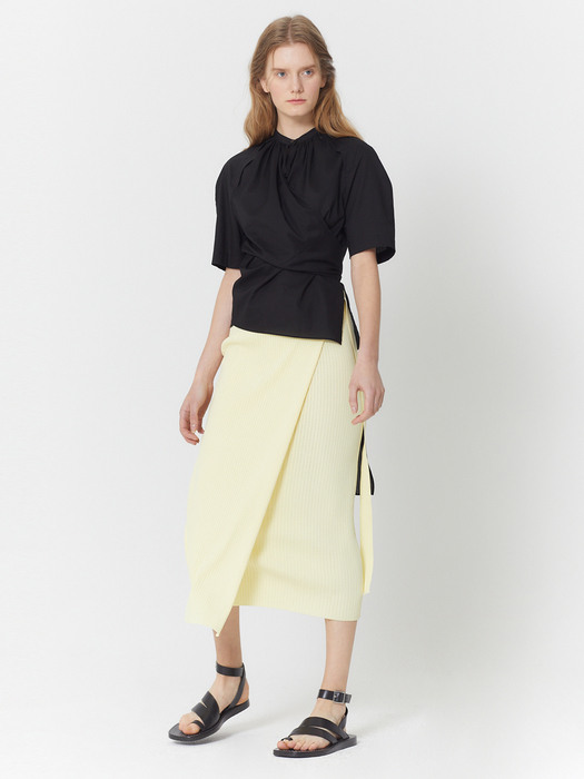 KNIT WRAP BELT SKIRT_YELLOW