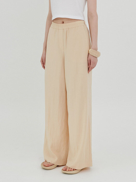 Silky Banded Wide Pants in Beige VW1ML081-91