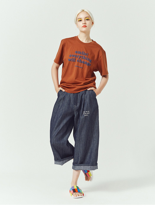 Trust  wide denim pants-Linen&cotton