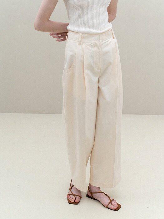 cotton stitch pintuck pants (cream)