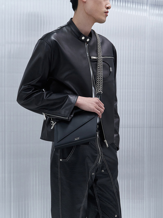 Biker zipper leather jacket