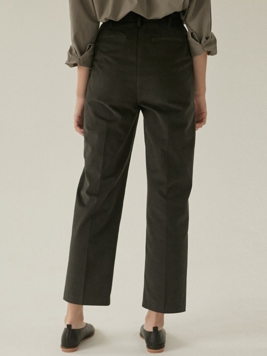 Soft Twill Straight Pants - Charcoal Brown