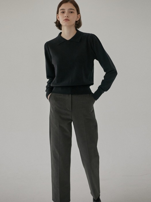 Soft Twill Straight Pants - Charcoal Brown