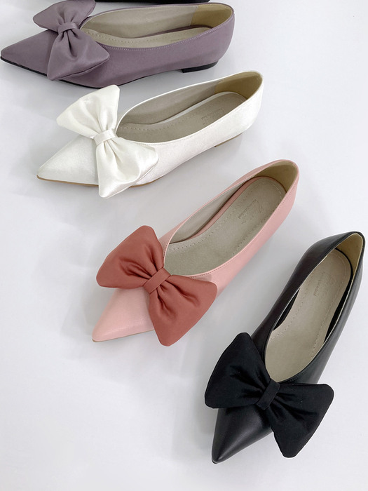 [단독]Pointy Ribbon Flat Shoes - 5 COLORS