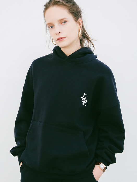 LOSSY SMALL LOGO HOODIE NAVY