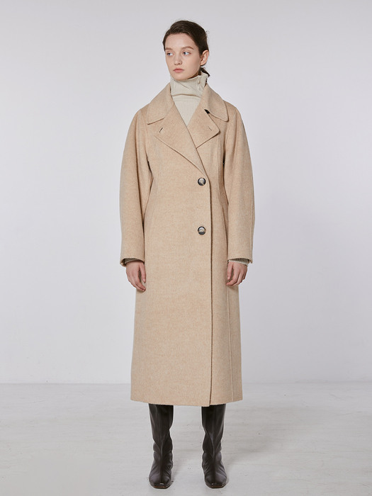 TOF CAMEL HAIR LINE VOLUME COAT [HAND MADE] OATMEAL