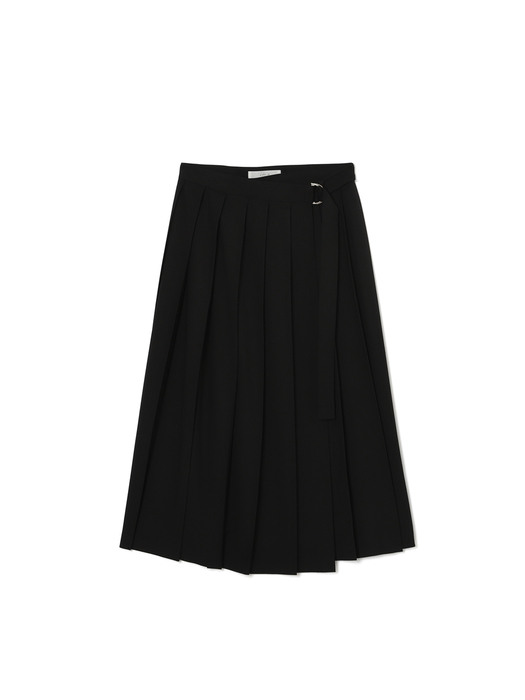 wrap pleated skirt