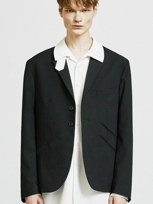 ESSENTIAL DOUBLE WELT POCKET BLAZER BLACK