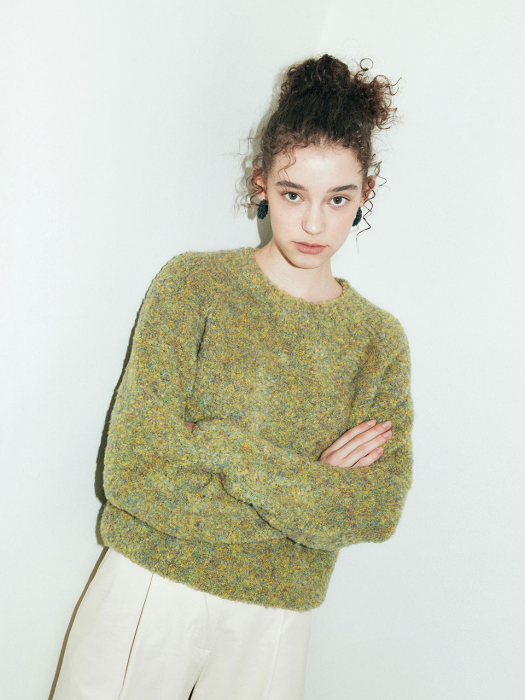 Round-neck Cropped Sweater in Green VK1WP162-32