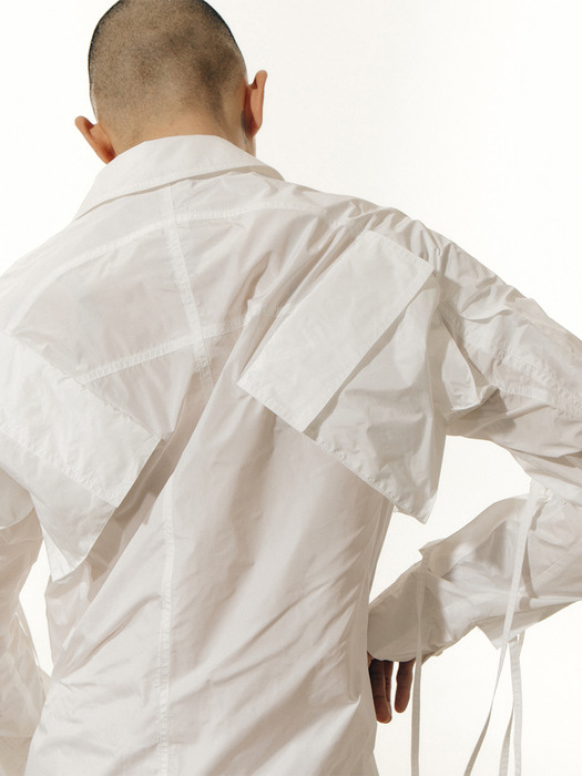 White Strap Detailed Multi Pocket Shirts