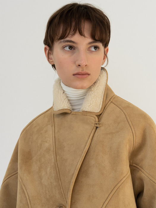 shearling collar mustang jacket (beige)