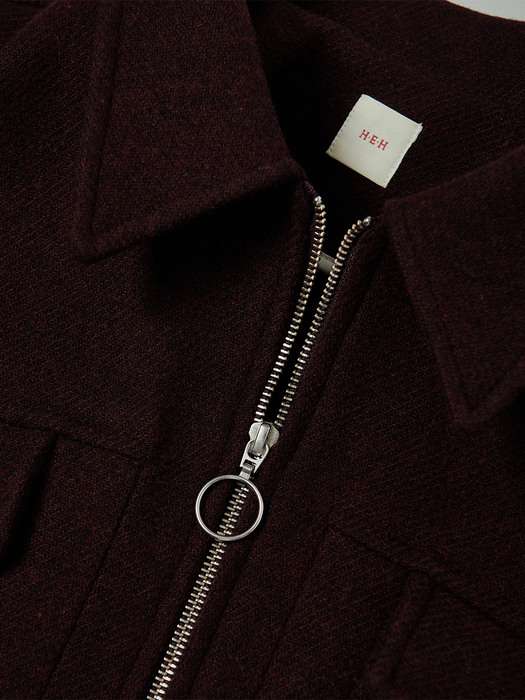 WS21 Zip jacket in burgundy wool