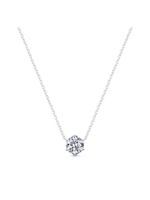solitaire round crown necklace(white gold)
