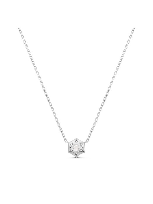 solitaire round crown necklace(white gold)