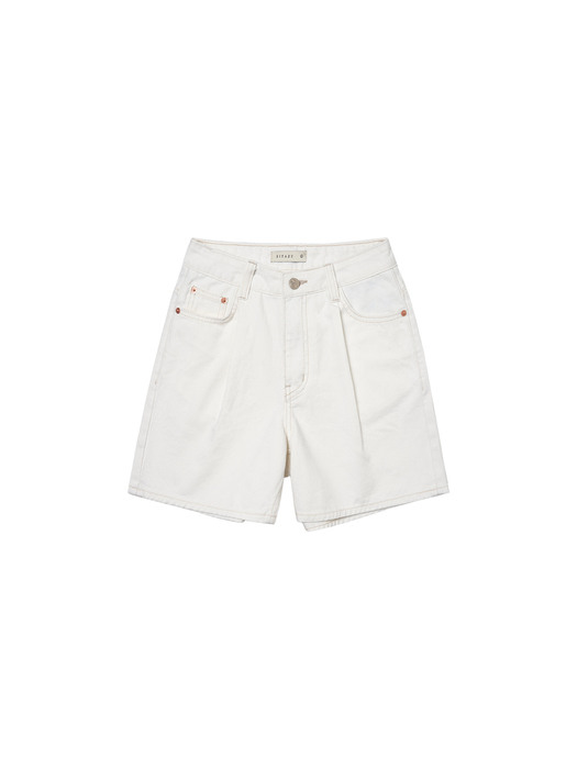 SIJN6030 color denim shorts_Ivory