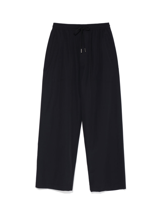 NYLON square pocket wide pants - BLACK