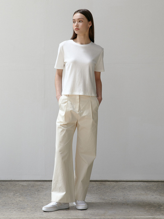 Front Pin-tuck Pants _ Beige