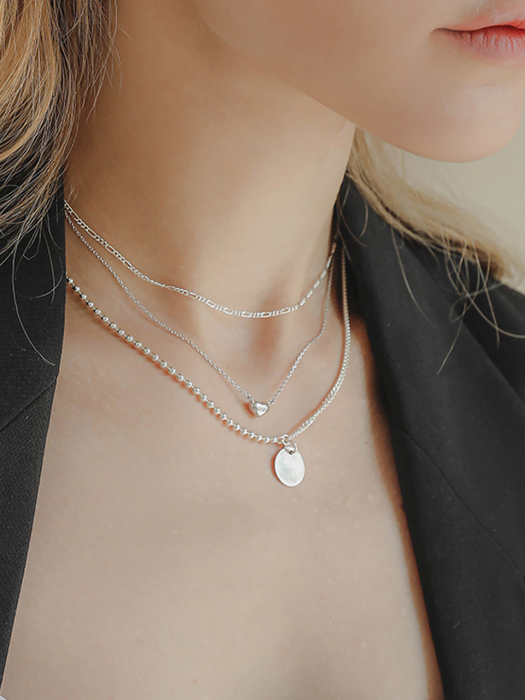 Coin Ball Chain Silver Necklace N01038