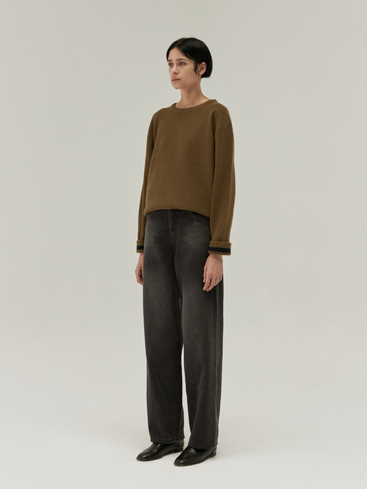 round cashmere knit (olive)