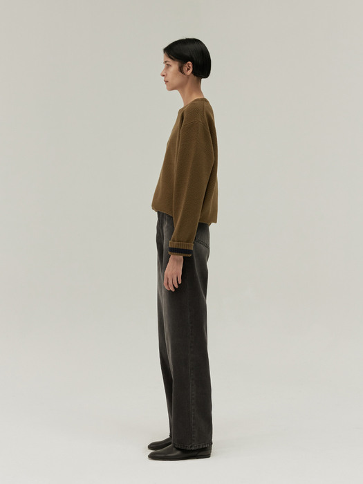 round cashmere knit (olive)