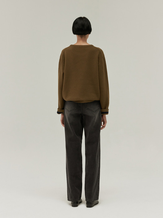 round cashmere knit (olive)