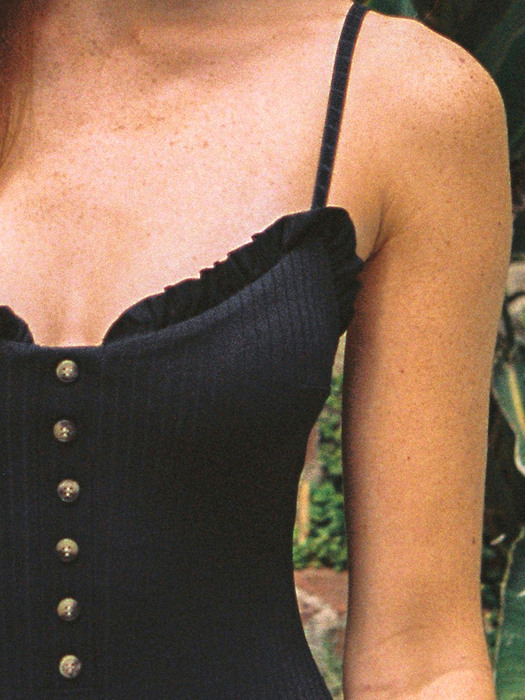 RIBBED RUFFLE SWIM_BLACK