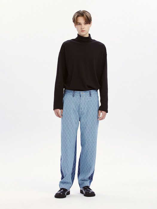 Scale texture pants / Mixed blue