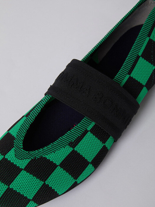 [SB X NODO KNITS] Checkerboard e-band knit flat(green)_DG1DA22605GRN