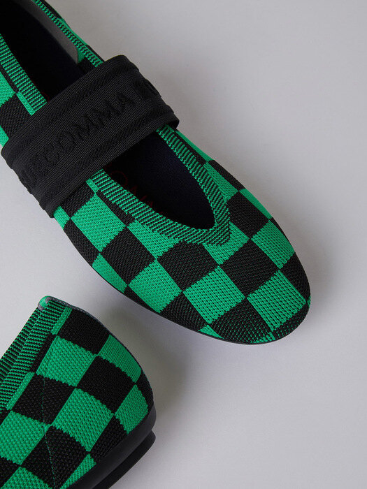 [SB X NODO KNITS] Checkerboard e-band knit flat(green)_DG1DA22605GRN
