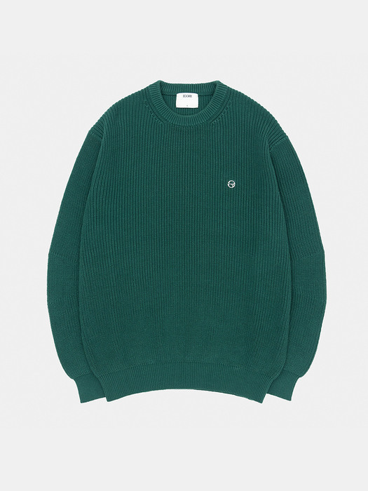 COTTON CURVED SLEEVE PULLOVER_GREEN
