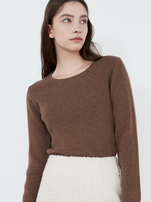 AD011 wool basic warm round knit (cocoa)