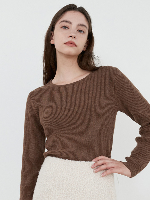 AD011 wool basic warm round knit (cocoa)