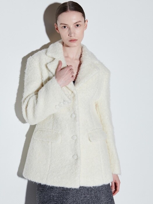 HAIRY TAILORED JACKET / IVORY