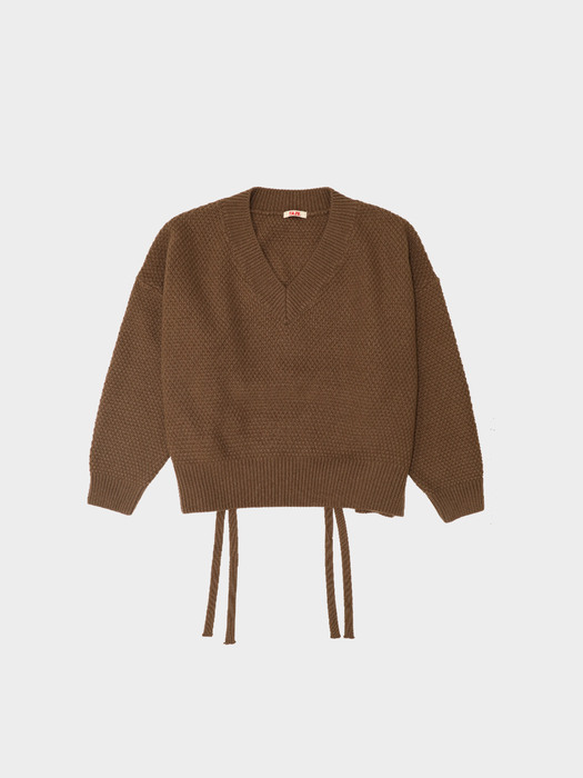 [리퍼브] Lumina Back Ribbon Sweater (Dark Chestnut)