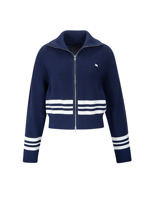 TULIP LOGO TWO WAY ZIP-UP KNIT_NAVY [U3S0K11155]