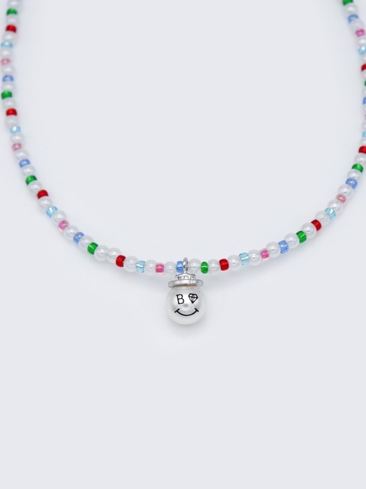 Smile pearl pendant color beads Necklace 스마일 진주 팬던트 컬러 비즈 목걸이