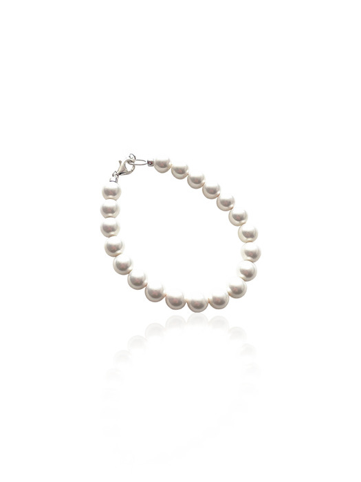 white pearl bracelet (8mm) (Silver 925)