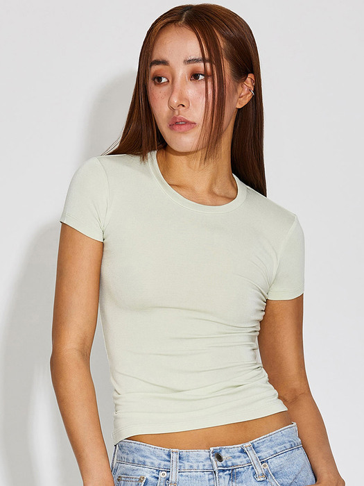 BAMBOO FITTED BASIC SHORT SLEEVE TOP_T316TP134(KG)