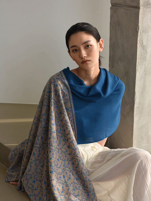 Cashmere pashmina muffler_Ocean blue