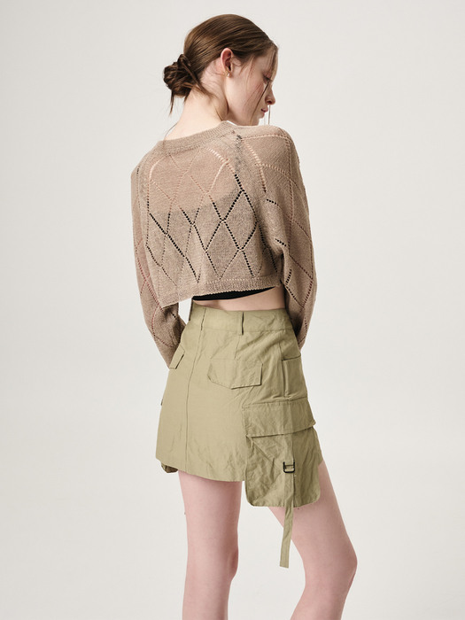 Strap Cargo Mini Skirt, Khaki