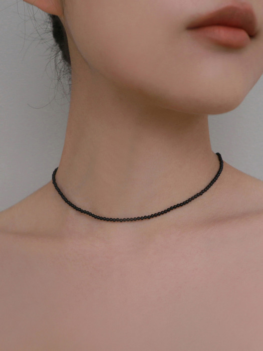 [단독]mini black onyx necklace (2mm)
