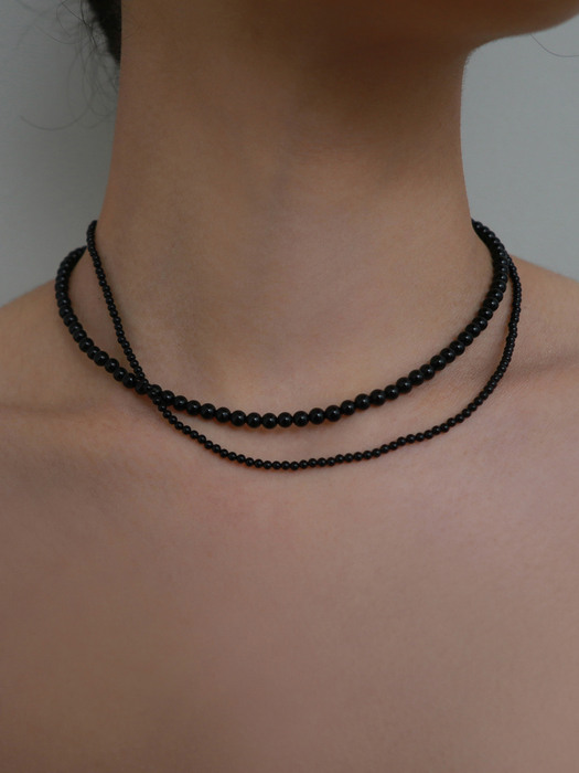 [단독]mini black onyx necklace (2mm)