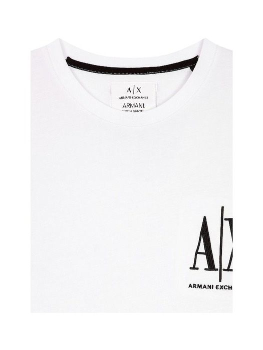 AX 남성 자수 로고 크루넥 티셔츠(A4M3130105)_화이트