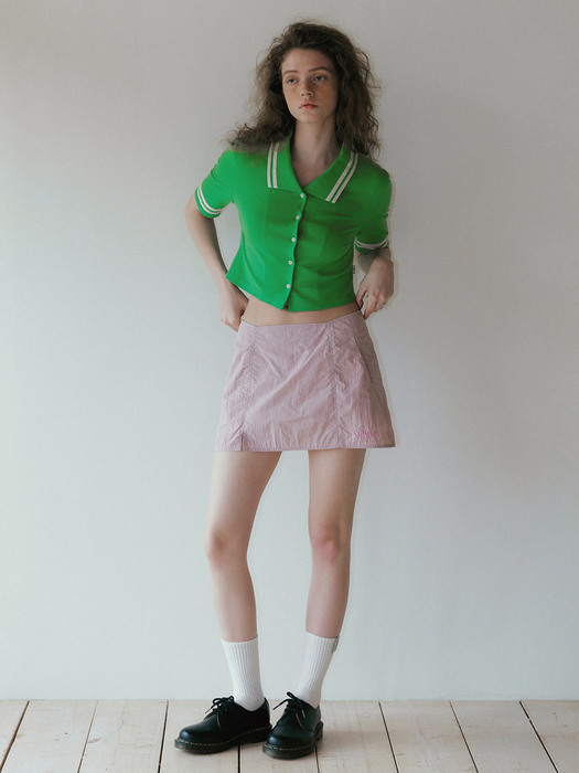 crispy low mini skirt_baby pink