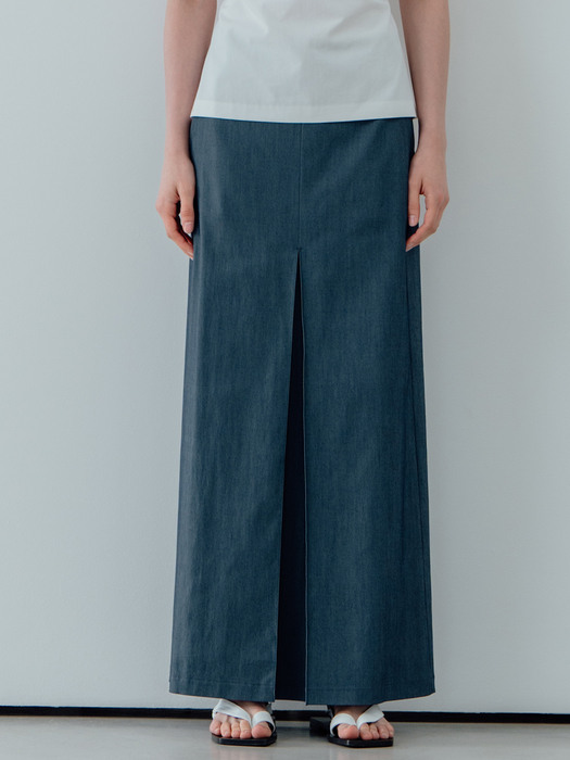 Divide Maxi Skirt_Chambray Navy