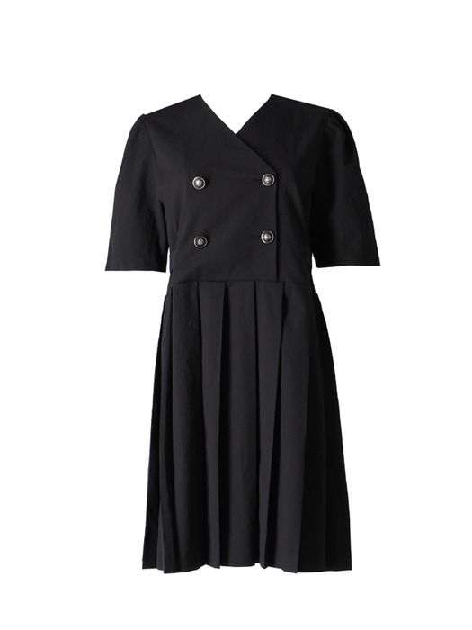 pleated mini dress_black