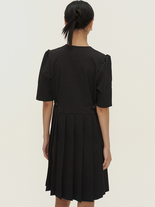 pleated mini dress_black