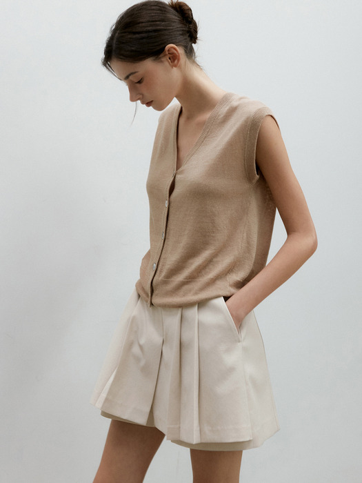 LINEN SLEEVELESS VEST_3COLOR