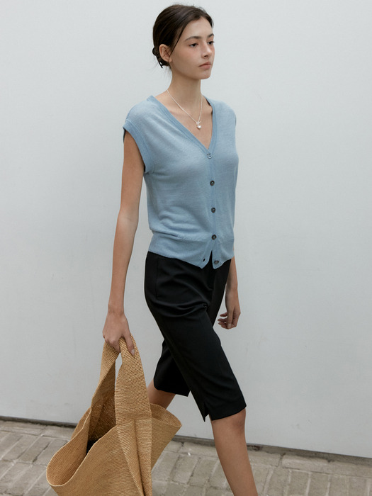 LINEN SLEEVELESS VEST_3COLOR